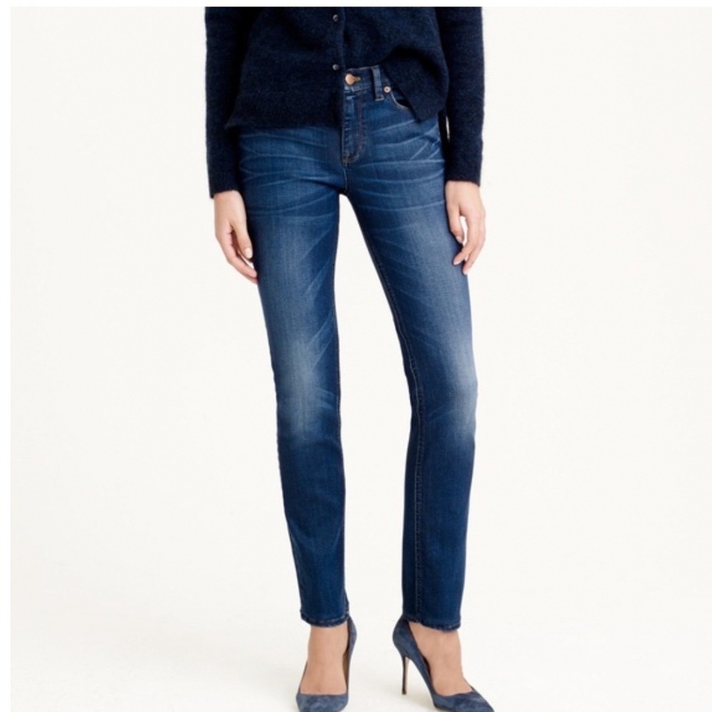 J.Crew Reid Slim Straight Leg Jeans Dark Wash Blue Mid Rise Denim Size 28
